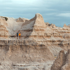 Hikers at Badlands National Park in South Dakota
