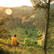 Hiker above ground at Wind Cave National Park in South Dakota